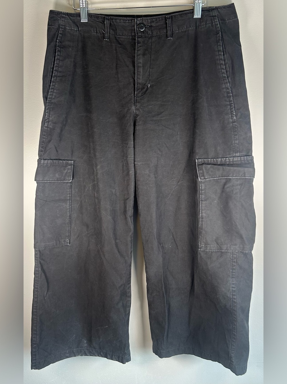 Levis Cargo Pants Women 32x26.5 Premium Baggy Wide Leg Flare Black Utility Big E